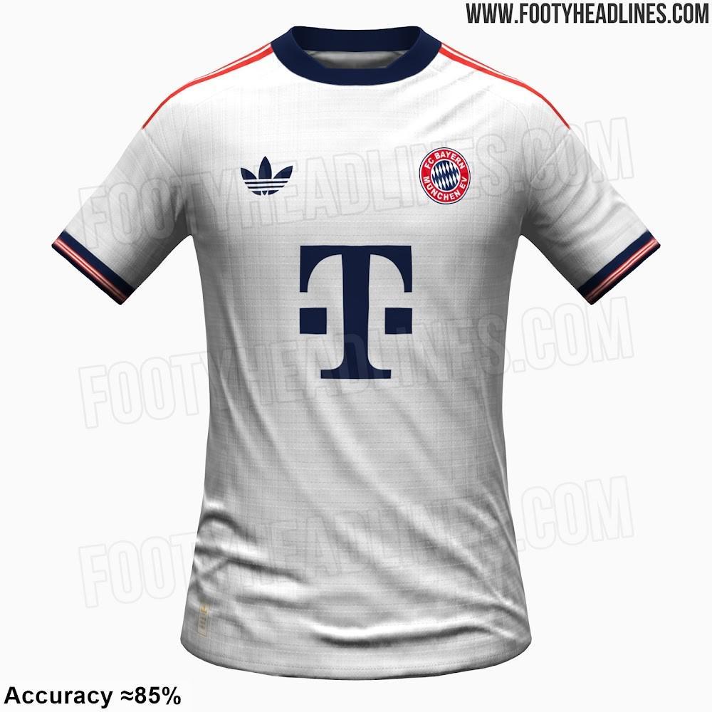 开云平台入口-拜仁26/27客场球衣谍照：白色为主搭配三叶草logo，经典队徽回归